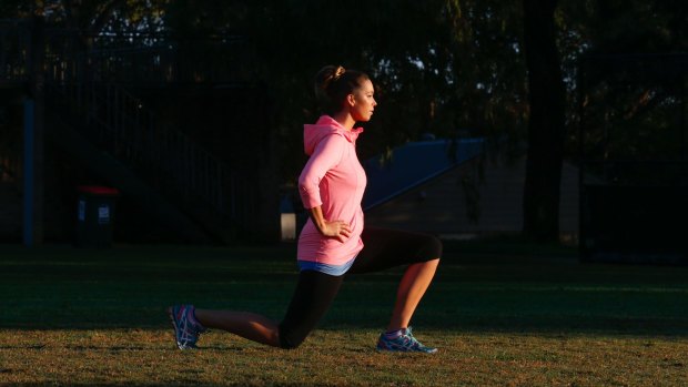 Dominique Holt in training for the <i>Sydney Morning Herald</i> Half Marathon on May 17.