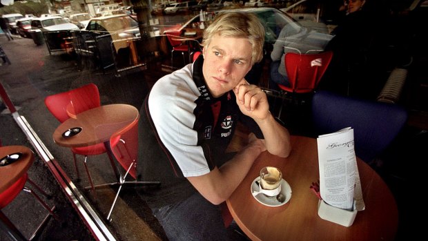 A bygone era: No.1 draft pick Nick Riewoldt on the verge of playing his first game for St Kilda in 2001.