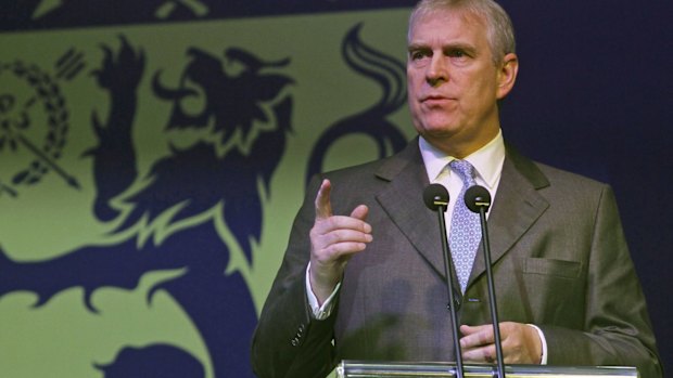 Britain's Prince Andrew speaking in Beijing in October.