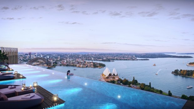 An artist's impression of the pool at the planned 'six-star' hotel at 52 Phillip St, Sydney.