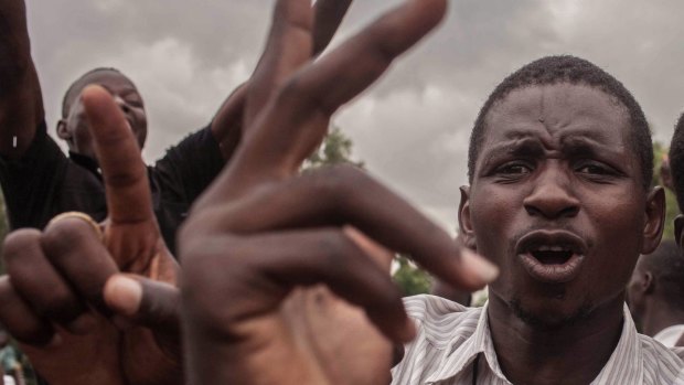 Outraged residents of Ouagadougou on Saturday make their feelings heard regarding the military coup.