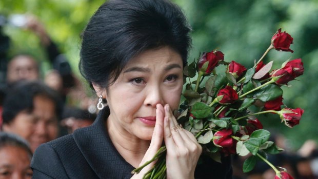 Former Prime Minister Yingluck Shinawatra at the Supreme Court for the last day of her hearing in Bangkok in July.