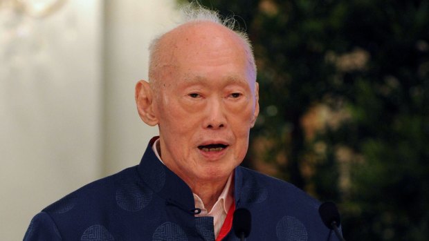 Elder statesman Lee Kuan Yew attends the launch of his book in August 2013.