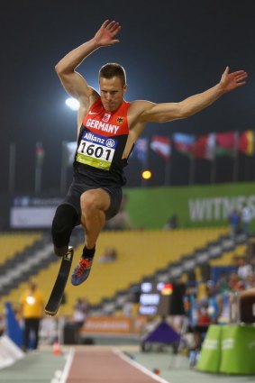 Markus Rehm on his way to long jump victory IPC Athletics World Championships in Doha, Qatar.