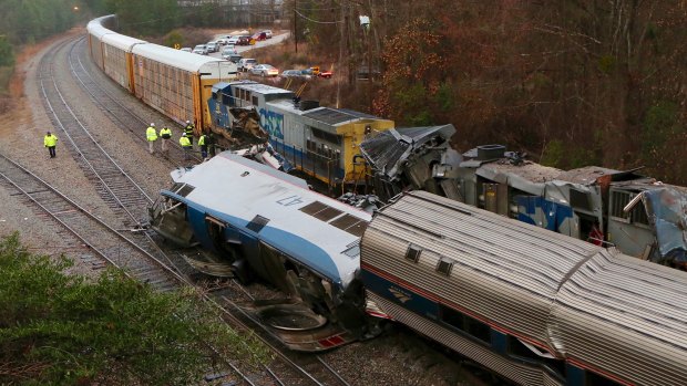 The scene of a fatal train crash in Cayce, South Carolina on Sunday.