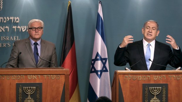 Germany's Foreign Minister Frank-Walter Steinmeier and Israel's Prime Minister Benjamin Netanyahu  in Jerusalem.