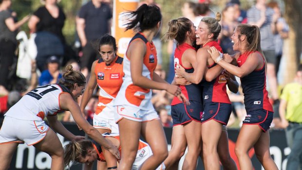 The Demons enjoy a crucial late goal in the AFLW against GWS.