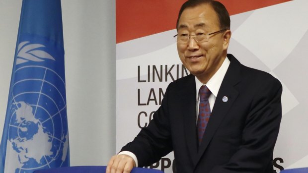 Whoops: Ban Ki-moon told Vienna he knows full well there are 'no kangaroos in Austria'.