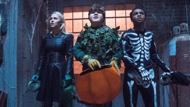 Madison Iseman, Jeremy Ray Taylor and Caleel Harris star in Columbia Pictures' Goosebumps 2 Haunted Halloween.