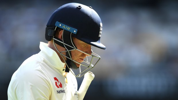 Under scrutiny: England batsman Jonny Bairstow departs after being dismissed by Mitchell Starc for 42 runs on day four of the first Test.