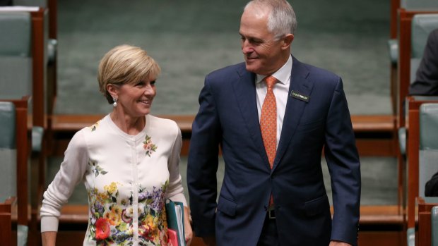 Julie Bishop and the new Prime Minister, Malcolm Turnbull.