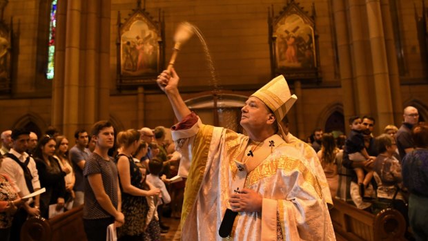 Archbishop of Sydney Anthony Fisher celebrates Easter Mass. 