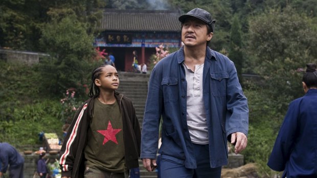 Jaden Smith and Jackie Chan in <i>The Karate Kid</i>.