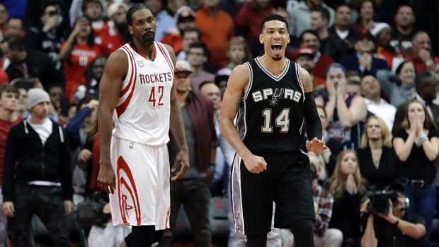 Tight contest: San Antonio's Danny Green celebrates during the closing seconds of the Spurs' win in Houston.