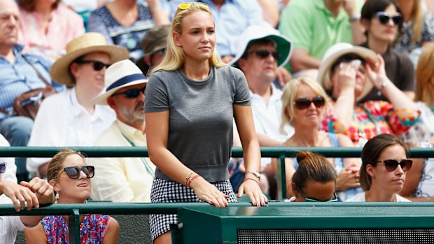 Kyrgios slur: Donna Vekic watches Stan Wawrinka in action at Wimbledon.