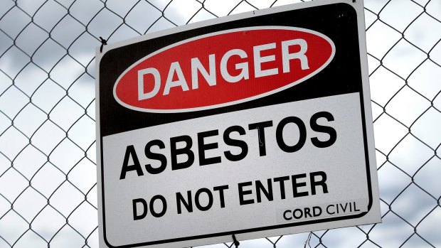 Asbestos warning sign.