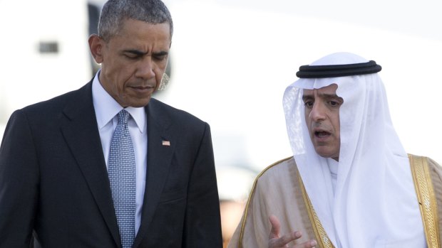 US President Barack Obama with Saudi Foreign Minister Adel al-Jubeir in Riyadh.