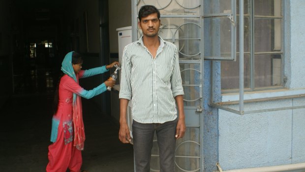 Yogesh who lost his job and his wife because of the disease, at the Shahdara Hospital for a check-up.