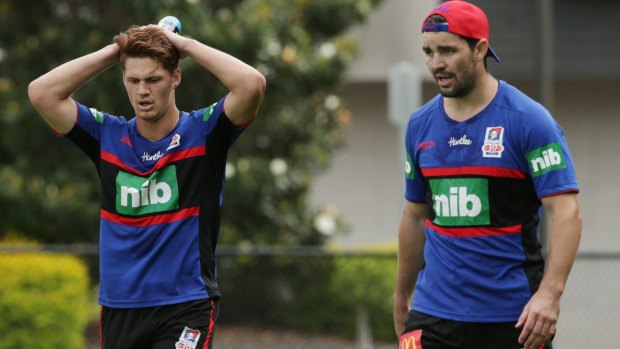 New recruits: Kalyn Ponga and Aidan Guerra are thrilled to be at Newcastle.