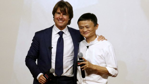 Tom Cruise and Alibaba chief executive Jack Ma at the Shanghai premiere of <i>Mission: Impossible – Rogue Nation</i>.