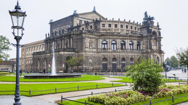 The Semper Opera House with its formal garden.