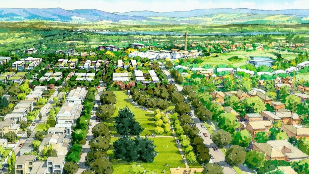 An artist's impression of the redevelopment of the Yarralumla Brickworks site.