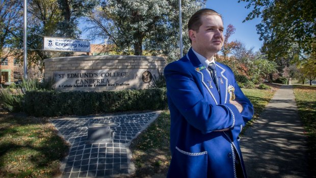 St Edmund's College Year 12 student John-Paul Romano has been suspended after trying to organise a student strike on Friday over changes to the school crest and uniform.