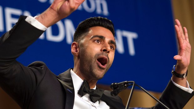 The Daily Show's Hasan Minhaj entertains the guests at the White House Correspondents' Dinner in Washington.