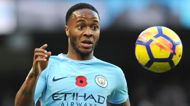 Raheem Sterling on the attack for City.