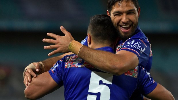 Prolific tryscorer: Curtis Rona playing for the Bulldogs in the NRL.