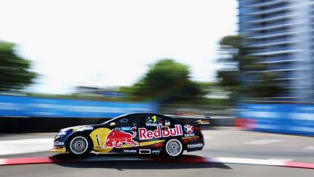 Pacesetter: Jamie Whincup at practice at Sydney Olympic Park on Friday.