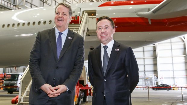 Alan Joyce, right, with American Airlines boss Doug Parker in 2015.