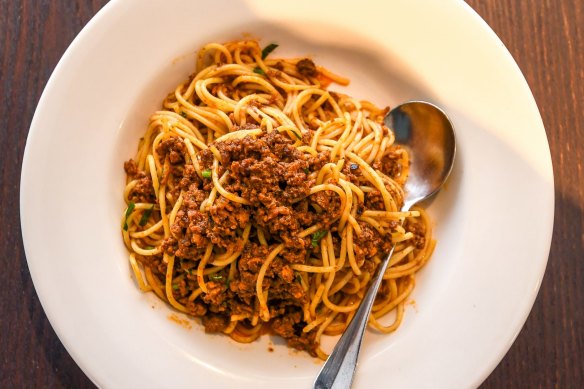 Triple threat: Spaghetti bolognese made with pork, veal and beef.