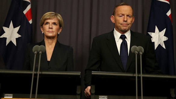 Ambassador withdrawn: Prime Minister Tony Abbott and Foreign Minister Julie Bishop address the media after the executions.