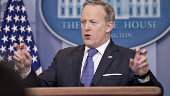 "If you look at the president's tweet, he said very clearly, quote, 'wire tapping' — in quotes," Spicer said. 