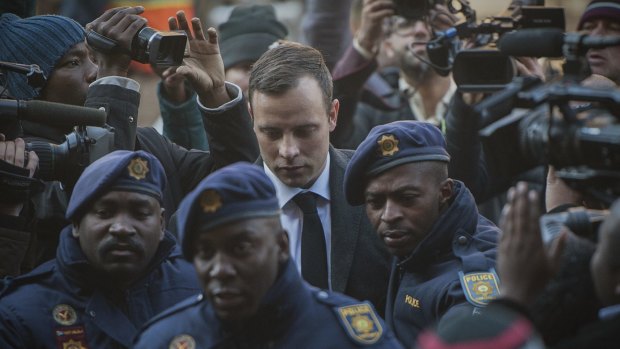 Oscar Pistorius arrives at the High Court in Pretoria.