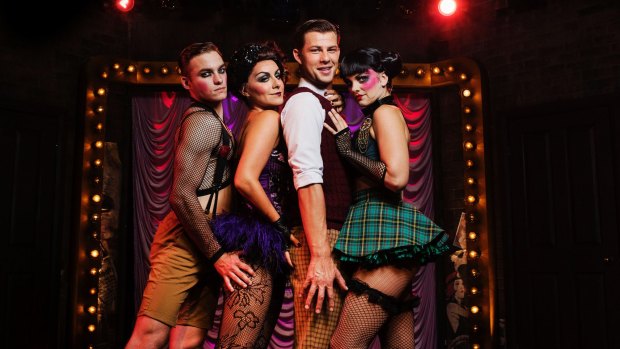 Matthew Manahan, Michelle Barr, Jason Kos and Michelle Smitheram in <i>Cabaret</i> at the Hayes Theatre.  