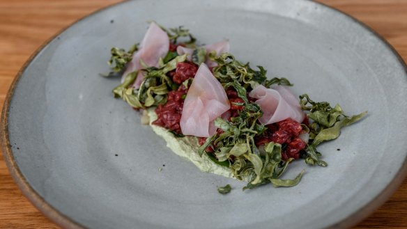 Raw kangaroo, pumpkin seed, saltbush.