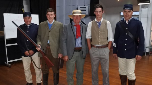 Members of the cast of the reenactment of the capture of the Clarke Gang.