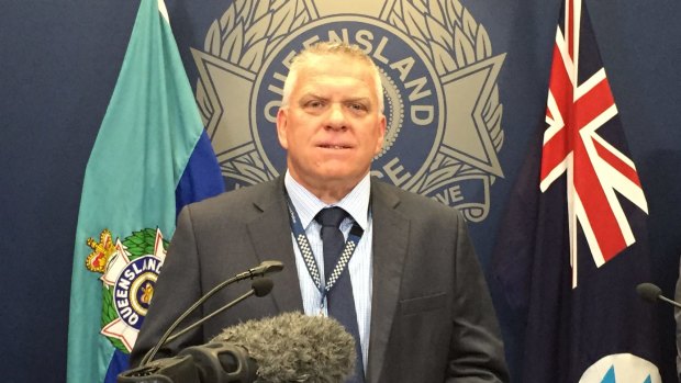 Detective Superintendent Jon Wacker of the Drug and Serious Crime Group addressing the media on Wednesday.