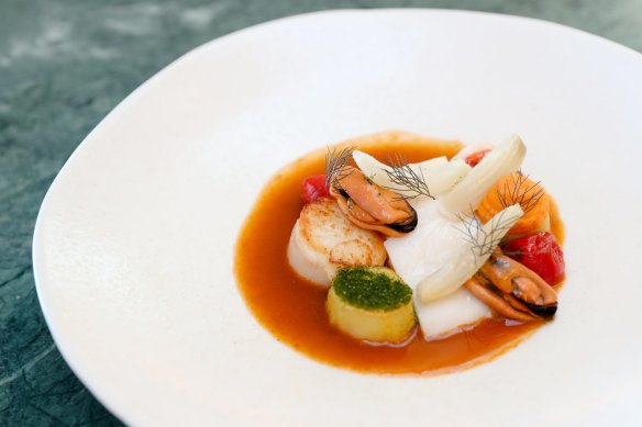 Go-to dish: a reimagined bouillabaisse.