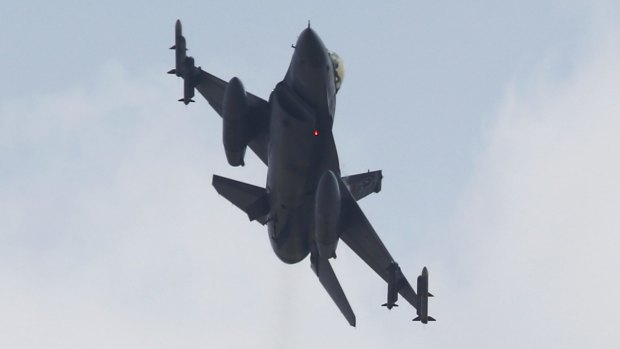 A Turkish F-16 fighter jet takes off from Incirlik airbase in July.  