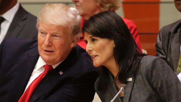 Trump, seen speaking with US Ambassador to the UN Nikki Haley before a meeting at the UN General Assembly, once again showed his capacity to suck up media oxygen.