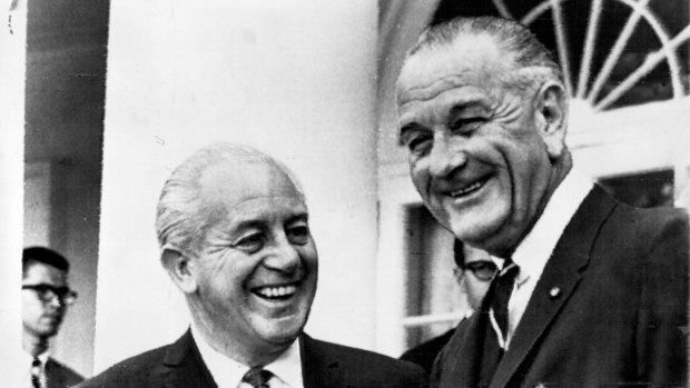 Holt with US President Johnson at the White House in July 1966: the pair enjoyed a warm friendship.