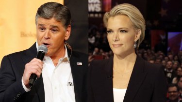 Fox presenters Sean Hannity, left, and Megyn Kelly have traded barbs over the election.