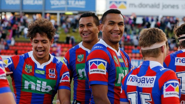 All smiles: Newcastle Knights will be operated by the city's Wests Group, after members overwhelming voted in support of the move.