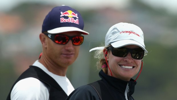 Return on the cards: James Spithill and Kristy Hinze-Clark on Comanche.