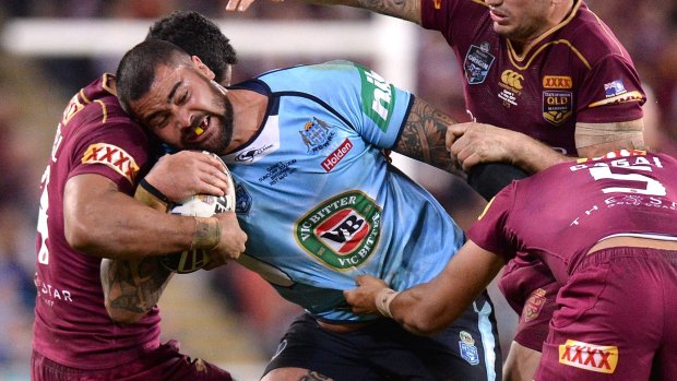 Dominant figure: Andrew Fifita tore Queensland to shreds in game one.
