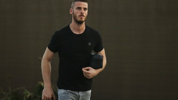 Eyeing a move to Spain: Manchester United goalkeeper David de Gea, pictured in Madrid in September.
