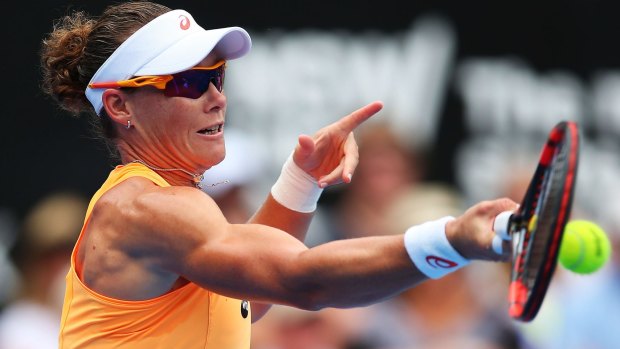 Hoodoo guru: Sam Stosur made it through the first round of the Sydney International for the first time in four years.